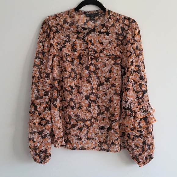 REVOLVE Sanctuary Pintuck Blouse with Floral Design, Harvest, Womens Size Medium - Picture 6 of 13